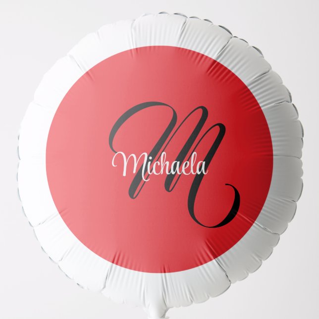 Minimalistic modern monogram initial name red balloon (Front)