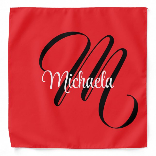Minimalistic modern monogram initial name red bandana (Front)
