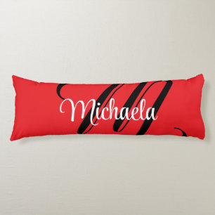 Minimalistic modern monogram initial name red body pillow