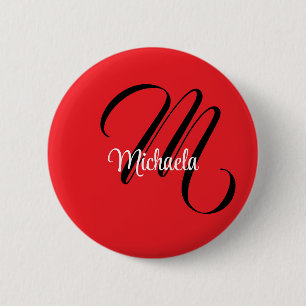 Minimalistic modern monogram initial name red button