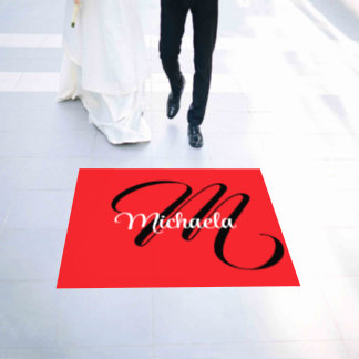 Minimalistic modern monogram initial name red floor decals