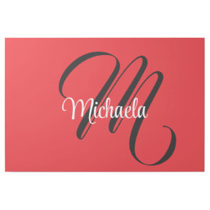 Minimalistic modern monogram initial name red gallery wrap