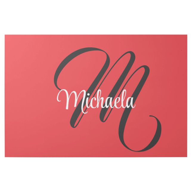 Minimalistic modern monogram initial name red gallery wrap (Front)