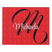 Minimalistic modern monogram initial name red