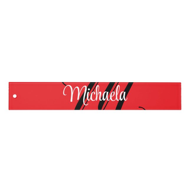 Minimalistic modern monogram initial name red ruler (Front)