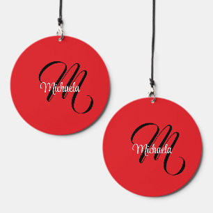 Minimalistic modern monogram initial name red wind chime 