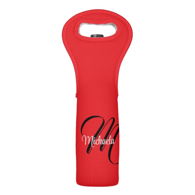 Minimalistic modern monogram initial name red wine bag (Front)