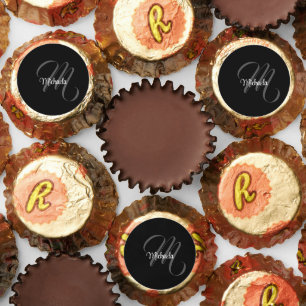 Minimalistic modern monogram initial name reese's peanut butter cups
