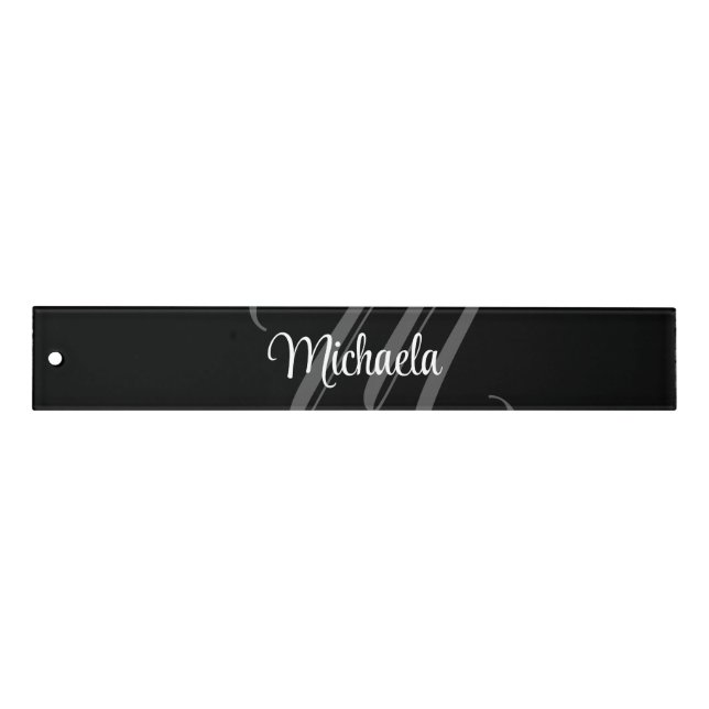 Minimalistic modern monogram initial name ruler (Front)