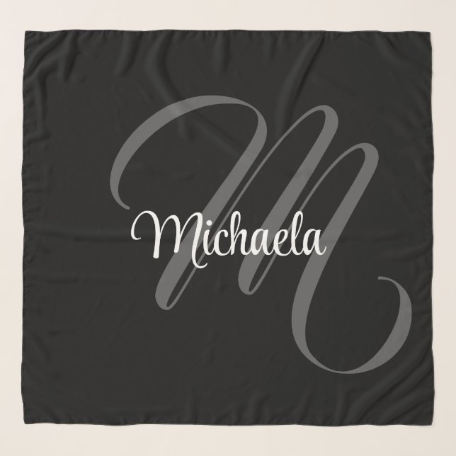 Minimalistic modern monogram initial name scarf (Front)