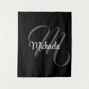 Minimalistic modern monogram initial name tapestry