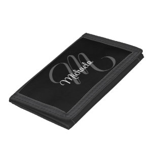 Minimalistic modern monogram initial name tri-fold wallet