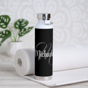 Minimalistic modern monogram initial name water bottle
