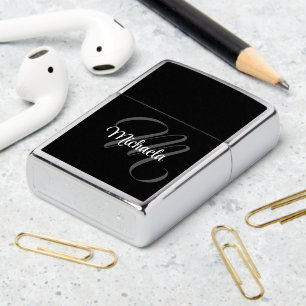 Minimalistic modern monogram initial name zippo lighter