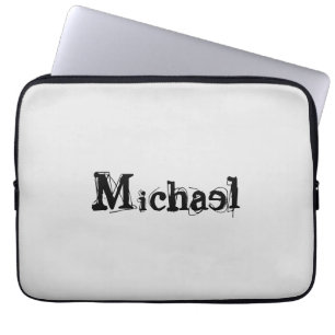 Minimalistic modern monogram name black gray laptop sleeve
