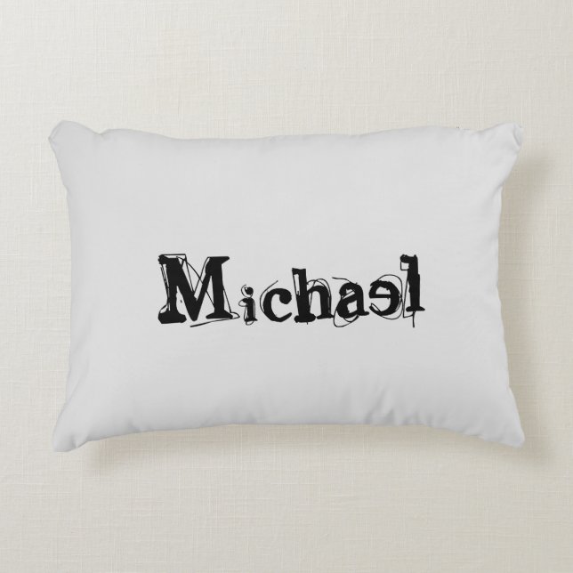 Minimalistic modern monogram name black grey accent pillow (Front)
