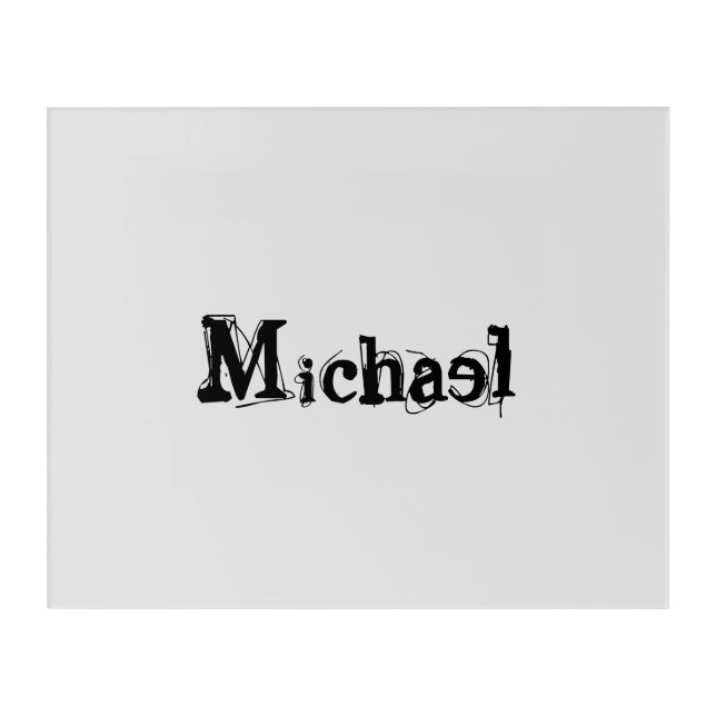 Minimalistic modern monogram name black grey acrylic print (Front)
