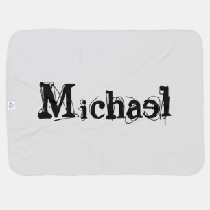 Minimalistic modern monogram name black grey baby blanket