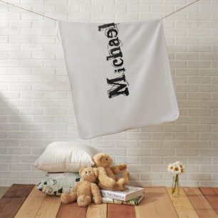 Minimalistic modern monogram name black grey baby blanket