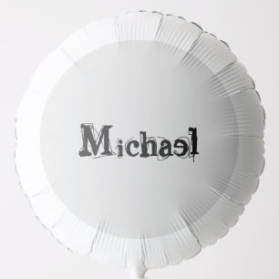 Minimalistic modern monogram name black grey balloon