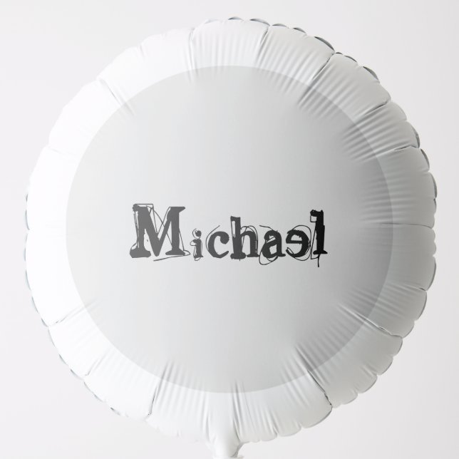 Minimalistic modern monogram name black grey balloon (Front)