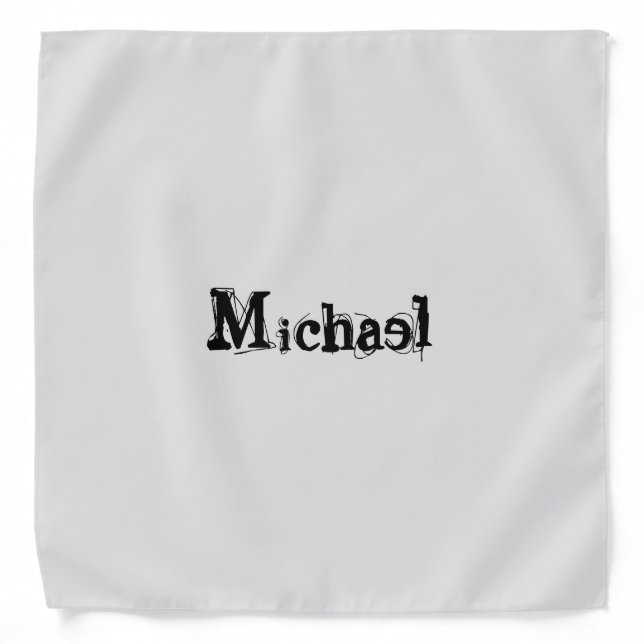 Minimalistic modern monogram name black grey bandana (Front)