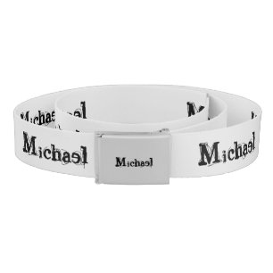 Minimalistic modern monogram name black grey belt