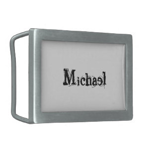 Minimalistic modern monogram name black grey belt buckle