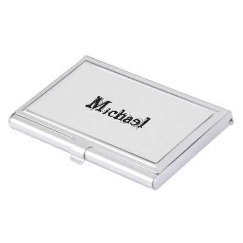 Minimalistic modern monogram name black grey business card case