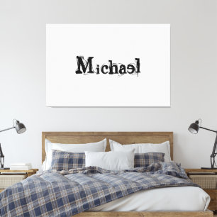 Minimalistic modern monogram name black grey canvas print