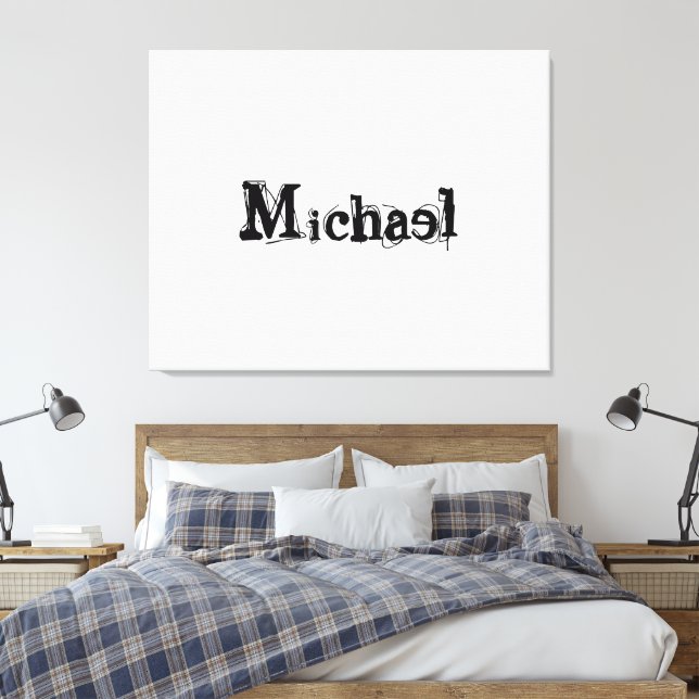 Minimalistic modern monogram name black grey canvas print (Insitu(Bedroom))