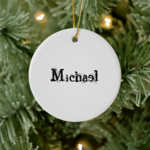 Minimalistic modern monogram name black grey ceramic ornament