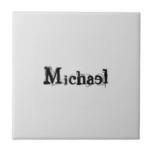 Minimalistic modern monogram name black grey ceramic tile