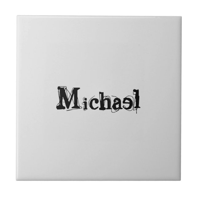 Minimalistic modern monogram name black grey ceramic tile (Front)