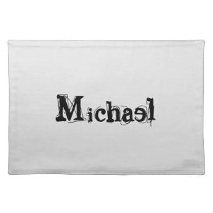 Minimalistic modern monogram name black grey cloth placemat