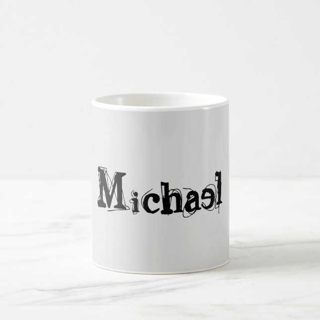 Minimalistic modern monogram name black grey coffee mug (Center)