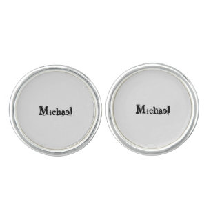 Minimalistic modern monogram name black grey cufflinks