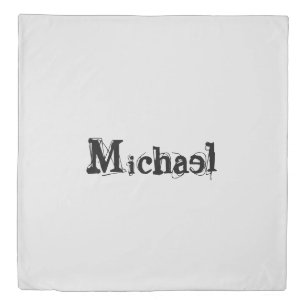 Minimalistic modern monogram name black grey duvet cover