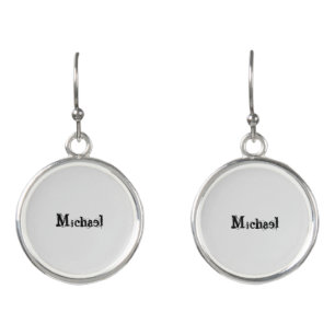 Minimalistic modern monogram name black grey earrings