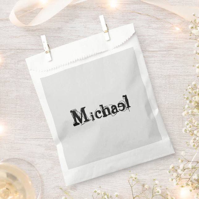 Minimalistic modern monogram name black grey favor bag (Clipped)