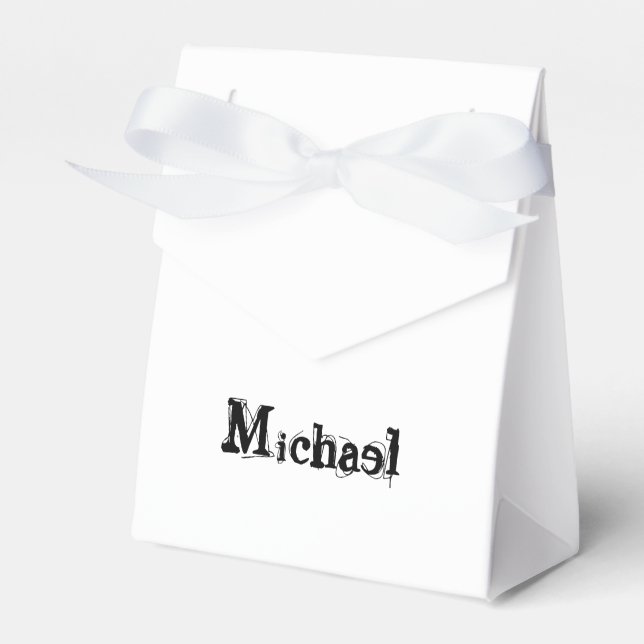 Minimalistic modern monogram name black grey favor boxes (Front Side)