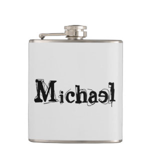 Minimalistic modern monogram name black grey flask
