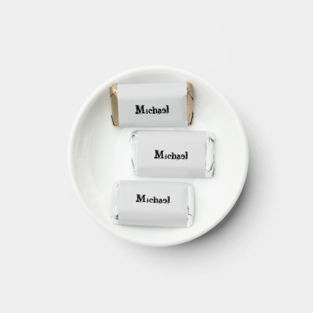 Minimalistic modern monogram name black grey hershey's miniatures (Plate)