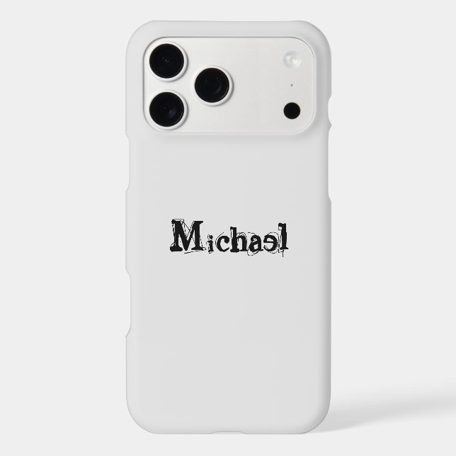 Minimalistic modern monogram name black grey iPhone case (Back)
