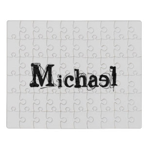 Minimalistic modern monogram name black grey jigsaw puzzle