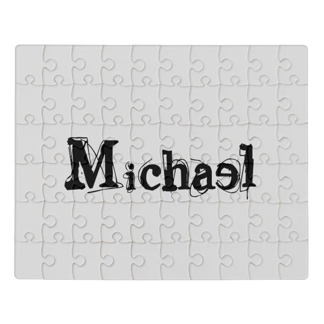 Minimalistic modern monogram name black grey jigsaw puzzle (Puzzle Horizontal)