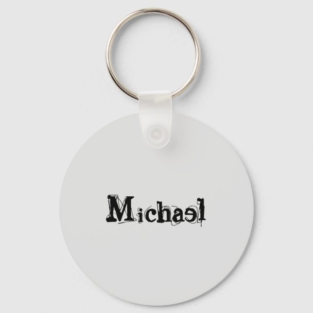 Minimalistic modern monogram name black grey keychain (Front)