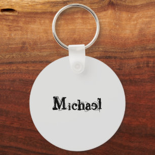 Minimalistic modern monogram name black grey keychain