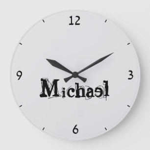 Minimalistic modern monogram name black grey large clock