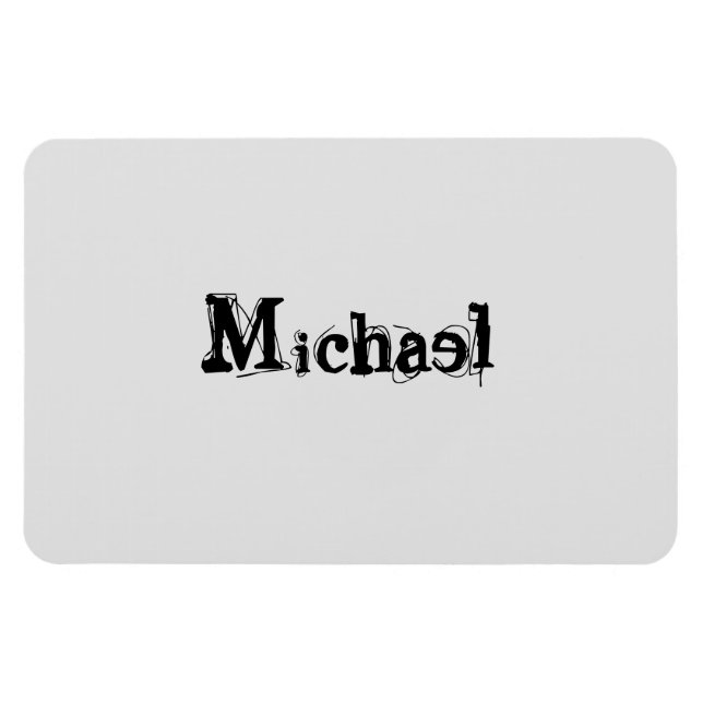 Minimalistic modern monogram name black grey magnet (Horizontal)